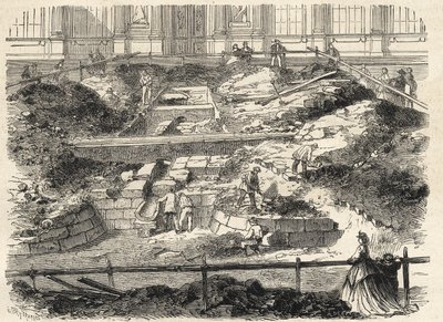 Fouilles dans la Cour Carrée du Louvre - Découverte des fondations de l