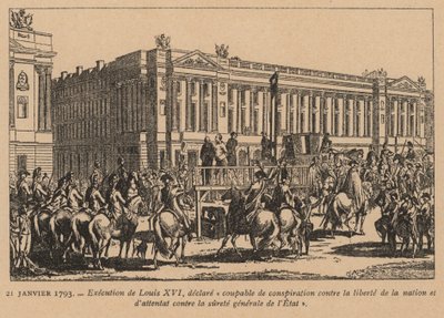 Exécution du roi Louis XVI de France, Paris, Révolution française, 21 janvier 1793 (gravure) - French School