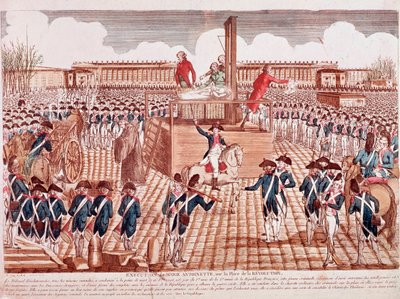 Exécution de Marie-Antoinette, Reine de France, Place de la Révolution, Paris, 16 octobre 1793 (gravure) - French School