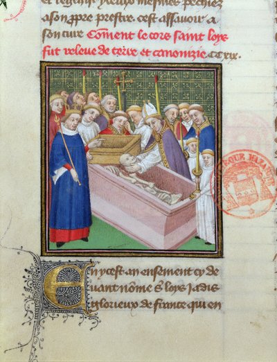 Exhumation et canonisation de Saint Louis (1215-70) en 1297, des Grandes Chroniques de France - French School