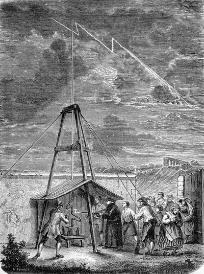 Expérience faite le 10 mai 1752, par Thomas-François Dalibard (1703-1779) à Marly, première démonstration de la présence d