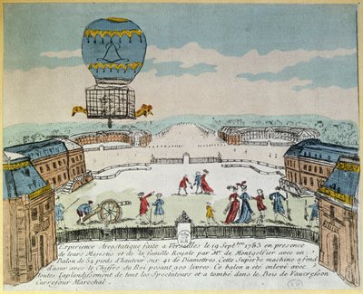 Expérience à Versailles des frères Montgolfier avec le vol en montgolfière d
