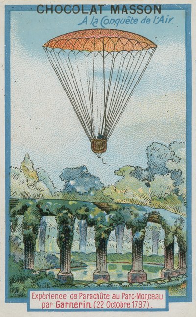 Expérimentation du parachutisme au Parc Monceau par André-Jacques Garnerin (22 octobre 1797) - French School