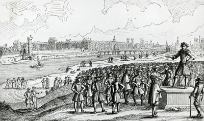 Un partisan de la Fronde incite les Parisiens à se révolter contre le cardinal Mazarin - French School