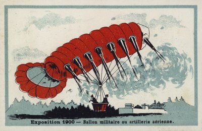 Exposition 1900 - ballon militaire ou artillerie aérienne - French School