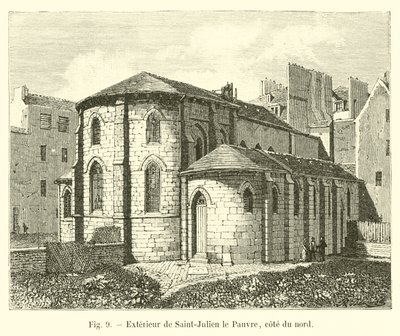 Extérieur de Saint-Julien le Pauvre, côté du nord - French School