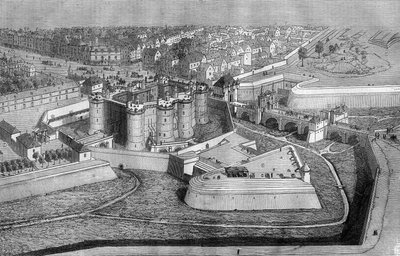 Vue extérieure de la Bastille à Paris en 1650 - French School