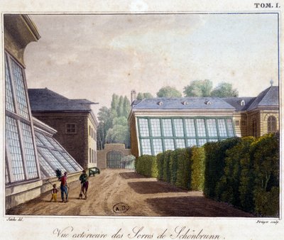 Vue extérieure des serres de Schönbrunn - dans « Voyage pittoresque en Autriche » par le comte Alexandre de Laborde, Paris, Didot l