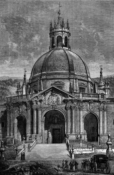 Vue extérieure du sanctuaire du jésuite Ignace de Loyola en Espagne - French School