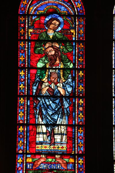 Ézéchiel avec Saint Jean sur ses épaules - French School