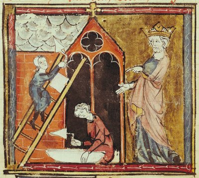 F.235v Le roi Louis VI (1080-1137) regardant la construction d