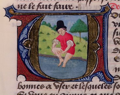 F.27v Saignée, du Traité de Médecine par Aldebrande de Florence, 1356 - French School
