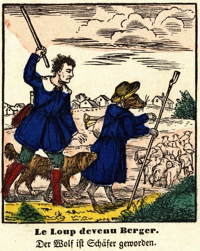 Fables de La Fontaine : le loup devenu berger. Image d