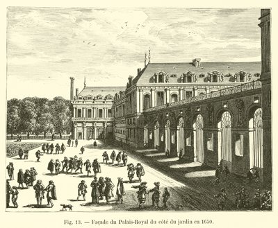 Façade du Palais-Royal du côté du jardin en 1650 - French School