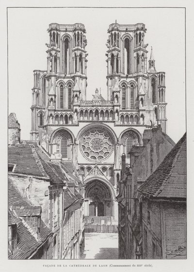 Façade de la cathédrale de Laon, début du XIIIe siècle - French School