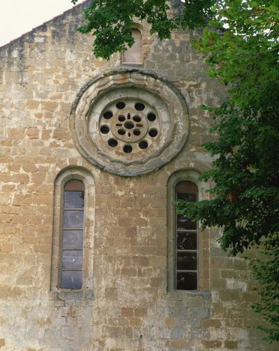 Façade avec rosace, fin du 12ème siècle - French School