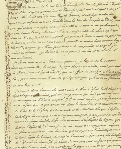 Fac-similé du testament de Louis XVI de France - French School