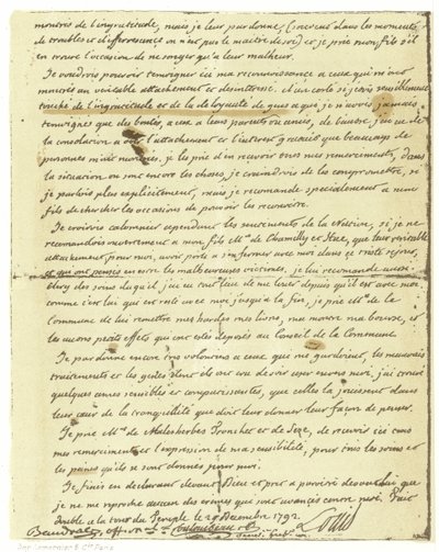 Fac-similé du testament de Louis XVI de France - French School