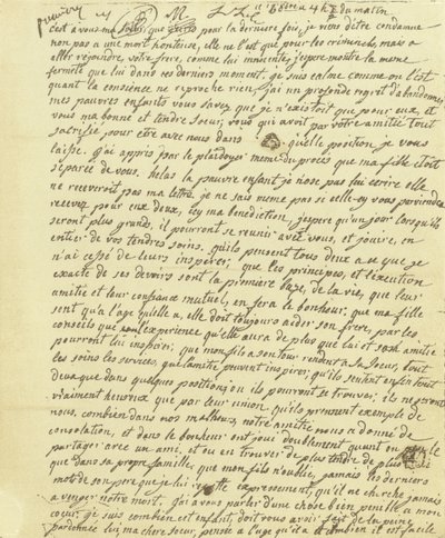 Fac-similé du testament de Marie-Antoinette - French School