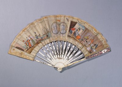 Éventail avec illustrations de La Comtesse de Cagliostro, vers 1786 - French School