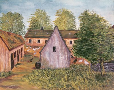 Ferme et cour de ferme en France, fin du XIXe siècle - French School