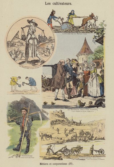 Agriculteurs (lithographie couleur) - French School