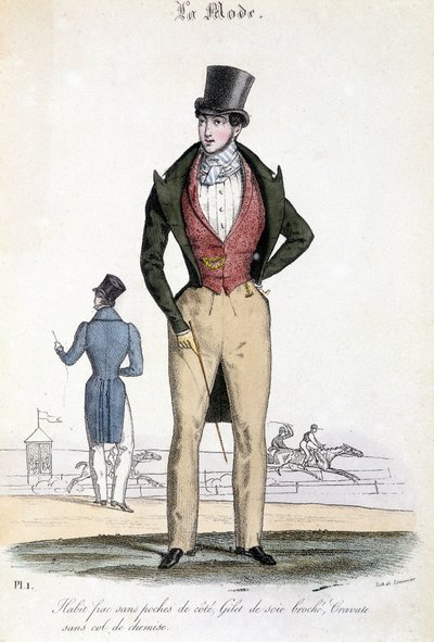 Mode masculine en 1829 - dans "Les Modes" - French School