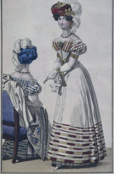 Planche de mode, Paris, illustration du Petit Courrier des Dames, vers 1820 - French School