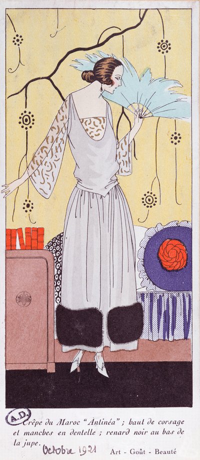 Planche de mode représentant un éventail en plumes, de Art, Gout, Beaute, 1921 - French School