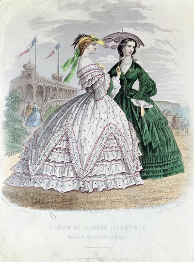 Dames parisiennes à la mode au bord de la mer, 1861 - French School