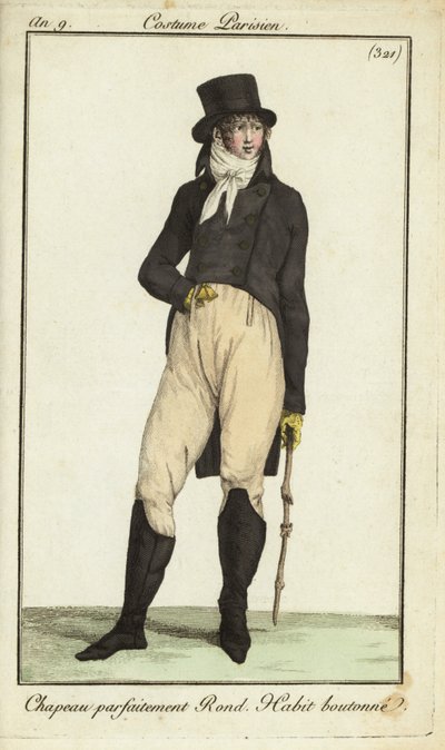 Homme à la mode ou Incroyable avec gourdin - French School