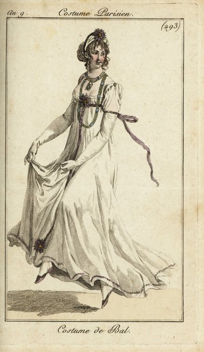 Femme à la mode dans une robe de bal dansant - French School