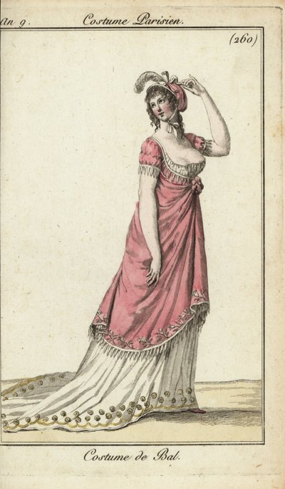 Femme à la mode dans une robe de bal de luxe, Paris - French School