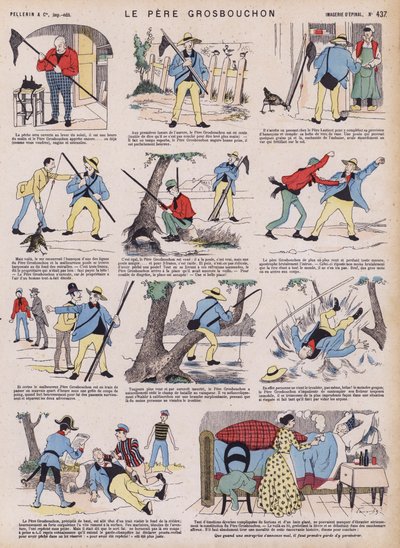 La malheureuse partie de pêche du père Grosbouchon (lithographie en couleur) - French School