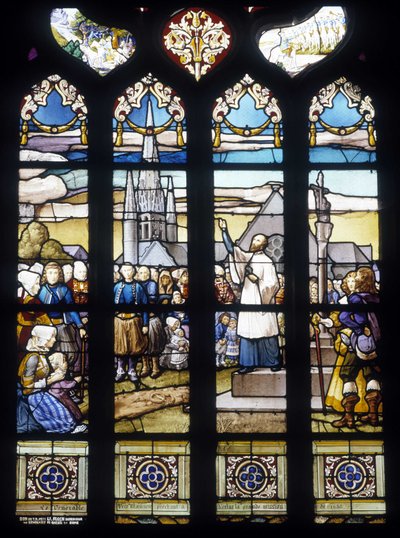Père Maunoir prêchant à Kerlas la grande mission de 1658 - vitraux de l