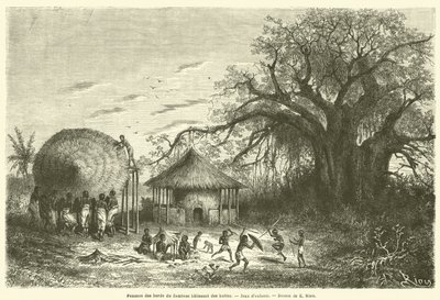 Femmes des bords du Zambèze bâtissant des huttes, Jeux d