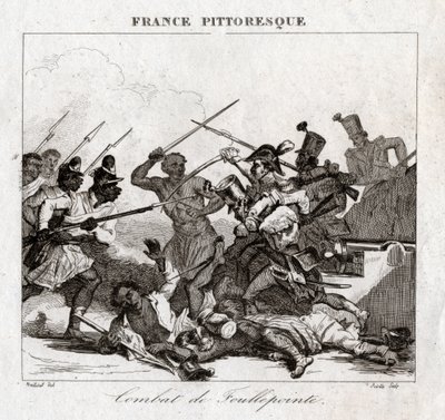 Combat à Madagascar (gravure, vers 1850) - French School