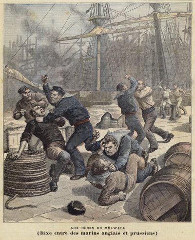 Combat entre marins anglais et prussiens aux docks de Millwall - French School