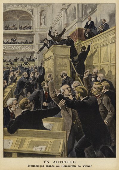 Bagarre au Conseil impérial, Vienne, 1897 - French School