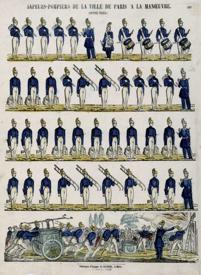 Brigade de pompiers de la ville de Paris en manœuvre - Image d