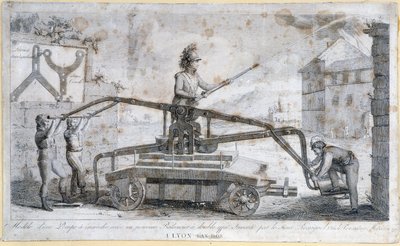 Pompe à incendie à Lyon en 1808 - French School