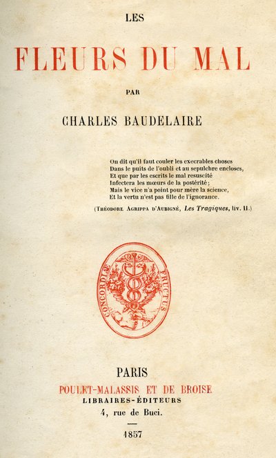Première édition des Fleurs du Mal par Charles Baudelaire - French School