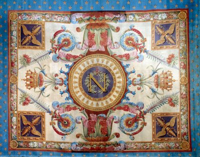 Premier empire : tapis de la salle du trône au Palais des Tuileries fabriqué à la savonnerie. Dim. 7,80 x 6,40 m. 1809 Malmaison, musée du château - French School