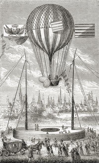 Premier vol avec un ballon dirigeable, de Dijon, le 12 juin 1784, de 
