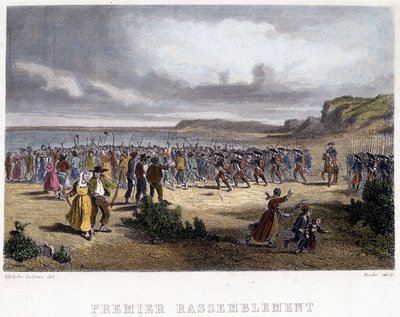 Première réunion des Vendéens - gravure - French School