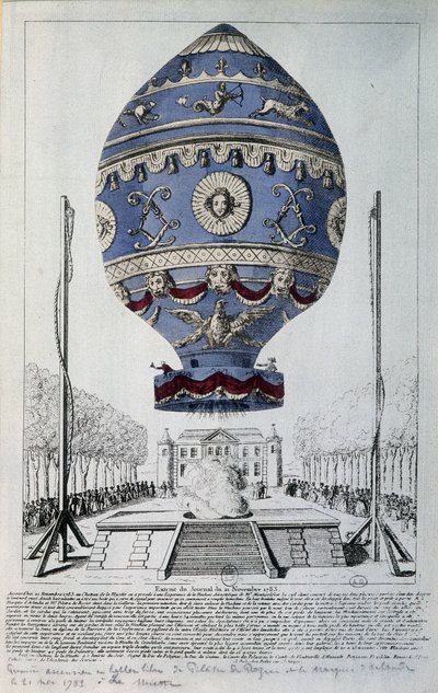 Premier vol humain de Pilâtre de Rozier le 21 novembre 1783 - French School