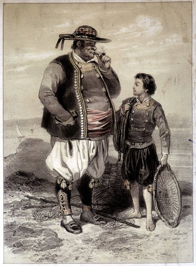 Pêcheurs de Douarnenez, vers 1855 - French School