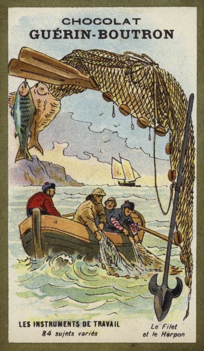 Filet de pêche et harpon - French School