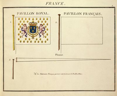 Drapeau de Louis XVIII et Charles X, rois de France, de Pavillons des Puissances Maritimes - French School
