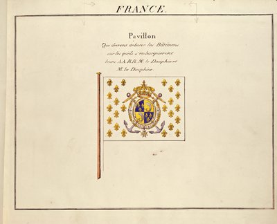 Drapeau du Dauphin et de la Dauphine, Louis-Antoine et Marie-Thérèse de France, de Pavillons des Puissances Maritimes, c.1815-30 - French School